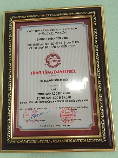 Món bánh lộc Mệ Xuân được trao tặng danh hiệu tinh hoa đặc sản ba miền